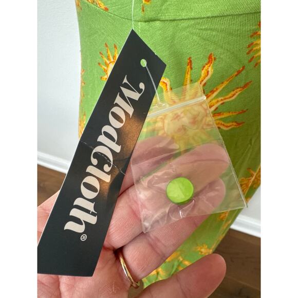 ModCloth 90's Suns Lime Green Seaside Vacay V-Neck Midi Slip Dress M NWT - Picture 6 of 10